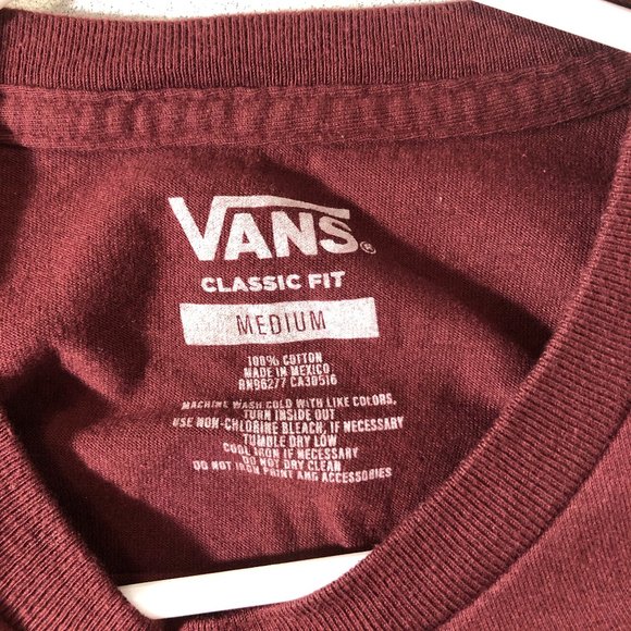 Men's Vans Burgundy Shirt - Size Classic Fit Medium - Picture 4 of 5
